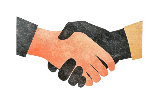 Illustration of caucasian and african male hands in a handshake symbolizing unity png