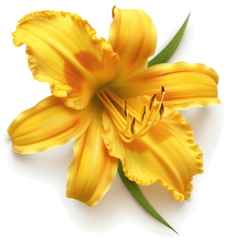 Vibrant yellow daylily in a detailed floral illustration. png