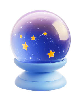 Starry night galaxy globe with yellow stars on blue stand png