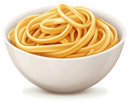 A bowl of uncooked pasta is shown. png