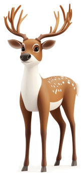 Cartoon deer with large antlers png