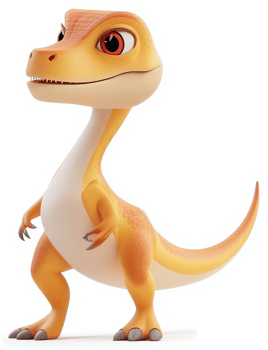 Cute cartoon dinosaur character with a friendly expression. png