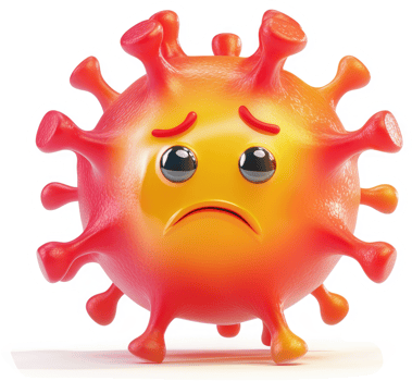 Depressed coronavirus emoji expresses illness. png