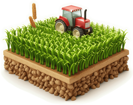 Agricultural scene featuring a tractor in a field. png