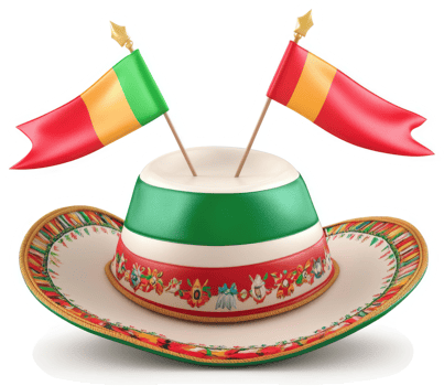 A festive hat adorned with two national flags. png
