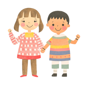 Young asian children smiling and holding hands in colorful outfits png