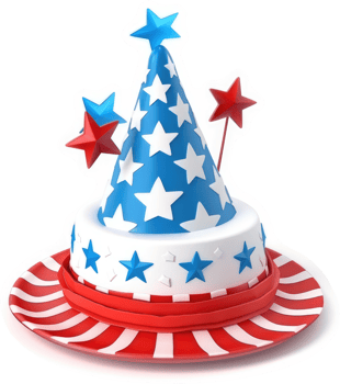 Patriotic party hat cake design. png