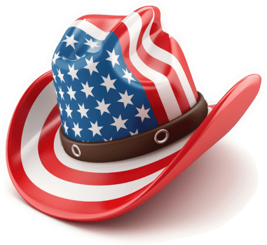 Patriotic cowboy hat, featuring the American flag design. png
