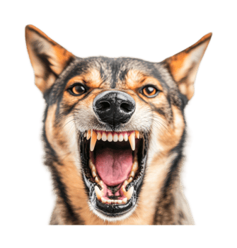 Fierce snarling dog with bared teeth close-up png