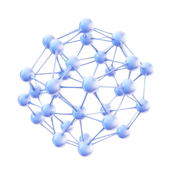 Futuristic molecular structure with blue spheres and connections png