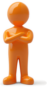 Orange figure with arms crossed, standing confidently. png