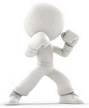 3D rendered figure in boxing stance. png