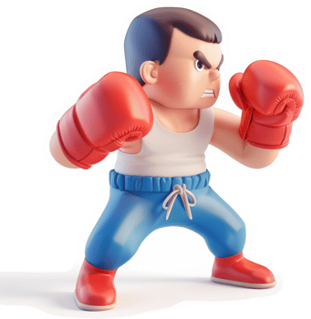 Retro game character in a boxing stance. png