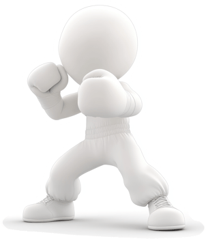 A white cartoon figure demonstrates a martial arts stance. png