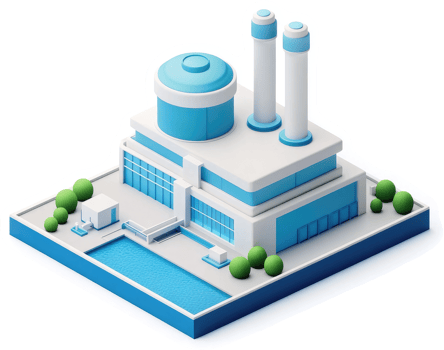 Modern industrial plant with a swimming pool and environmental data. png