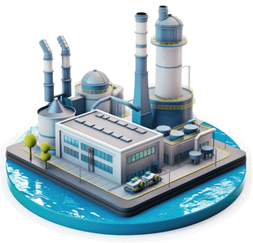 Industrial complex situated on an island. png