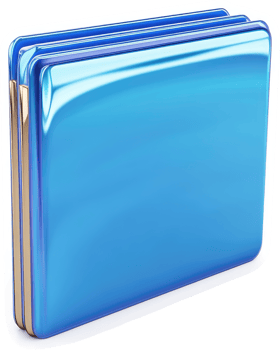 Glossy blue folder icon, file, or portfolio. png