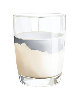 Glass of milk with grey layer on top png