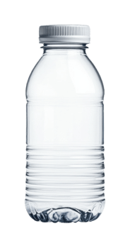 Clear plastic water bottle with cap png