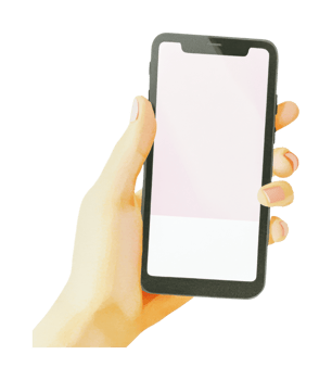 Caucasian female hand holding smartphone with blank screen png