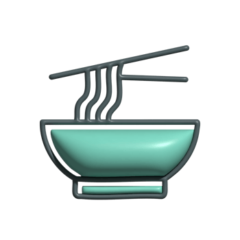 Modern 3D Noodles Icon Delicious Ramen or Instant Noodles Design png