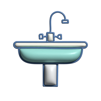 3D Sink Household Utility and Water Flow Concept png
