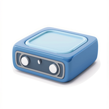 Retro-style, miniature radio icon, in a light-blue hue. png