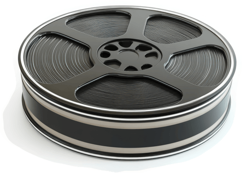 Vintage film reel showcasing cinematic history. png
