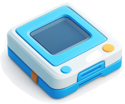Playful, retro-styled handheld electronic device. png