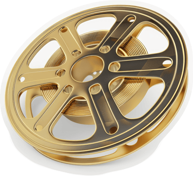Golden film reel, a detailed illustration. png