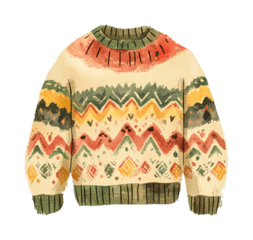 Vintage knitted sweater with colorful geometric pattern png