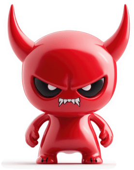 Red devil figurine with an angry expression. png