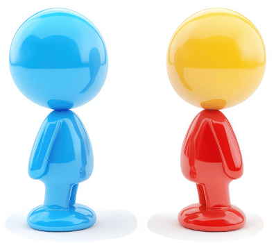 Colorful figures facing different directions, representing distinct personalities. png