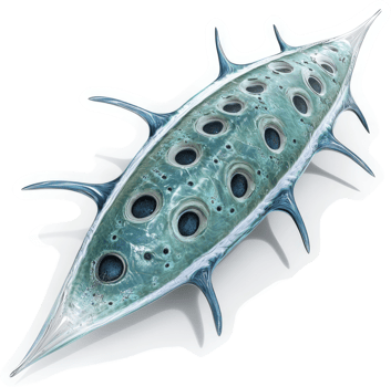 A elongated, spiky organism with numerous holes. png