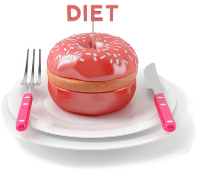 A tempting donut, signifying a difficult diet. png