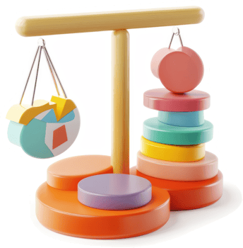 Colorful stacking toy balance scale. png