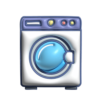3D Render of Washing Machine Icon Home Appliance and Laundry Symbol png