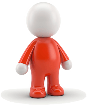 Glossy, orange cartoon figure stands upright. png