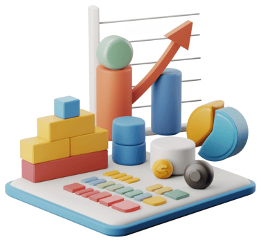 Colorful data visualization graphic showcasing various financial statistics. png