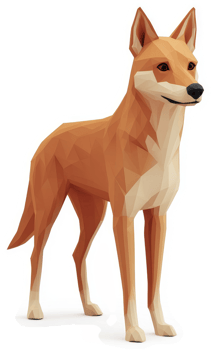 Low-poly illustration of a digitally rendered dingo. png