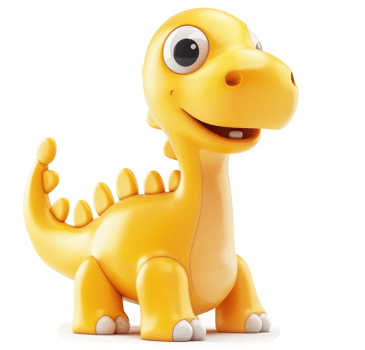 Cheerful cartoon dinosaur character. png