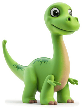 Cheerful cartoon dinosaur character stands proudly. png