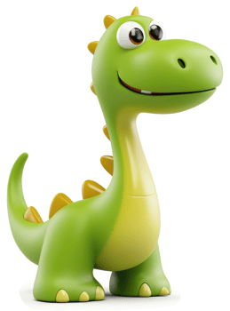 Smiling cartoon dinosaur character. png