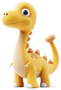 Friendly yellow dinosaur character stands proudly. png
