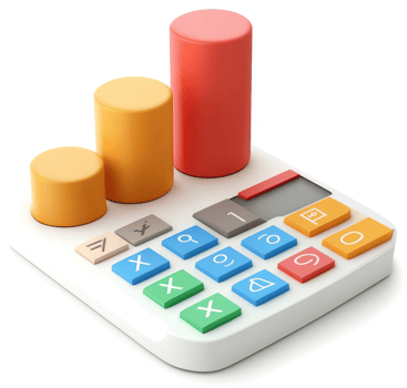 Colorful graphic representation of financial growth and calculations. png