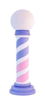 Classic barber pole with colorful spiral design png