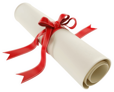 Rolled diploma adorned with a festive red ribbon. png