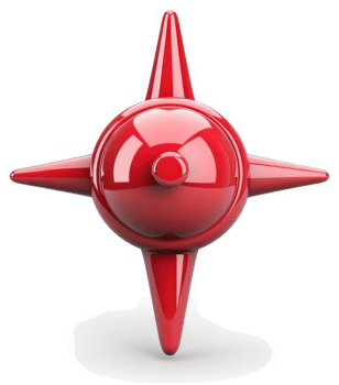 Red, glossy, star-shaped object with a domed center. png