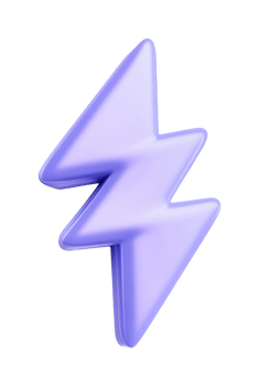 Glossy purple lightning bolt icon on transparent background png