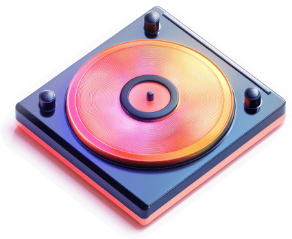 Colorful stylized icon of a vintage record player. png